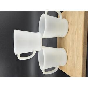 SET OF 3 VINTAGE MILKGLASS FIRE-KING MUGS  OVEN WARE MADE IN USA MID CENTURY